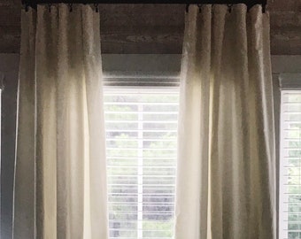 Farmhouse Nursery Curtains, Neutral Bedroom Window Curtain Panels Drapes