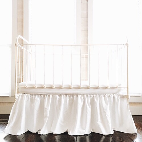 Ivory Ruffled Crib Skirt for Boy or Girl Neutral Baby Bed Etsy