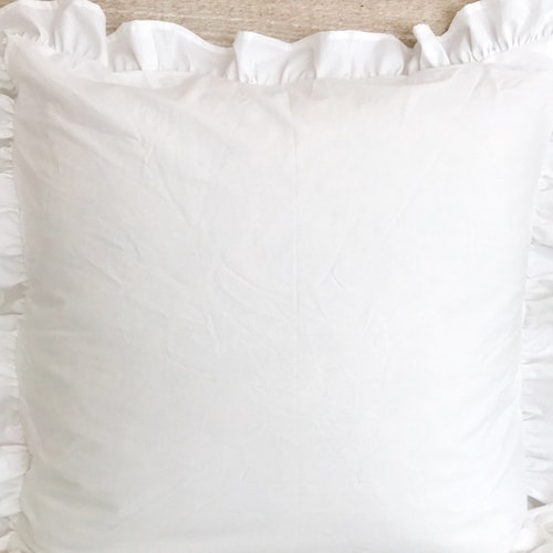 White Euro Sham Pillow Cover 26x26 Farmhouse Ruffle Euro Etsy