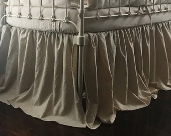 Handmade Natural Cotton Crib Skirt: Farmhouse Nursery Bedding