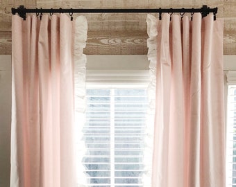 Baby Pink and White Baby Girl Ruffled Curtains, Nursery Curtains, Girl Nursery Decor