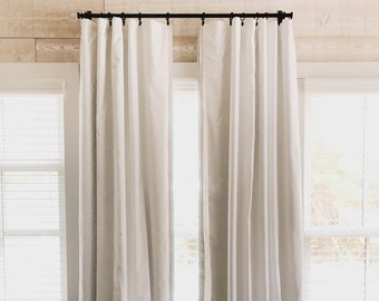 Blackout Nursery Curtains, White Farmhouse Curtain Panels, Custom Window Treatments
