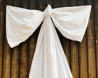 White Extra Large Cotton Bow: Nursery Wall Decor, Wedding Decor (100 inch)