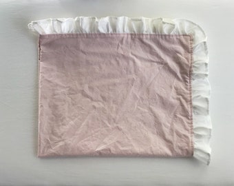 Ruffle Crib Blanket for Girls, Baby Bed Comforter, Pink and White Nursery Bedding