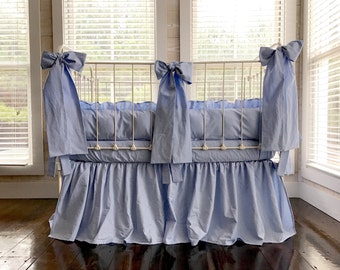 baby blue crib skirt