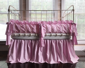 Pink Floral Crib Bedding Set Pink Crib Skirt Floral Crib Etsy
