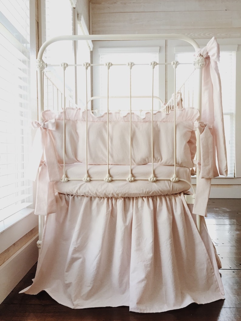 Baby Pink Baby Girl Farmhouse Crib Bedding Set Farmhouse Crib Etsy