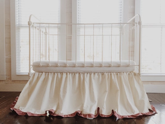 pink crib dust ruffle