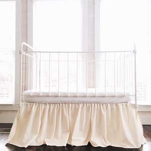 Farmhouse Crib Skirt: Fig Tree Cream Washed Cotton, Neutral Nursery