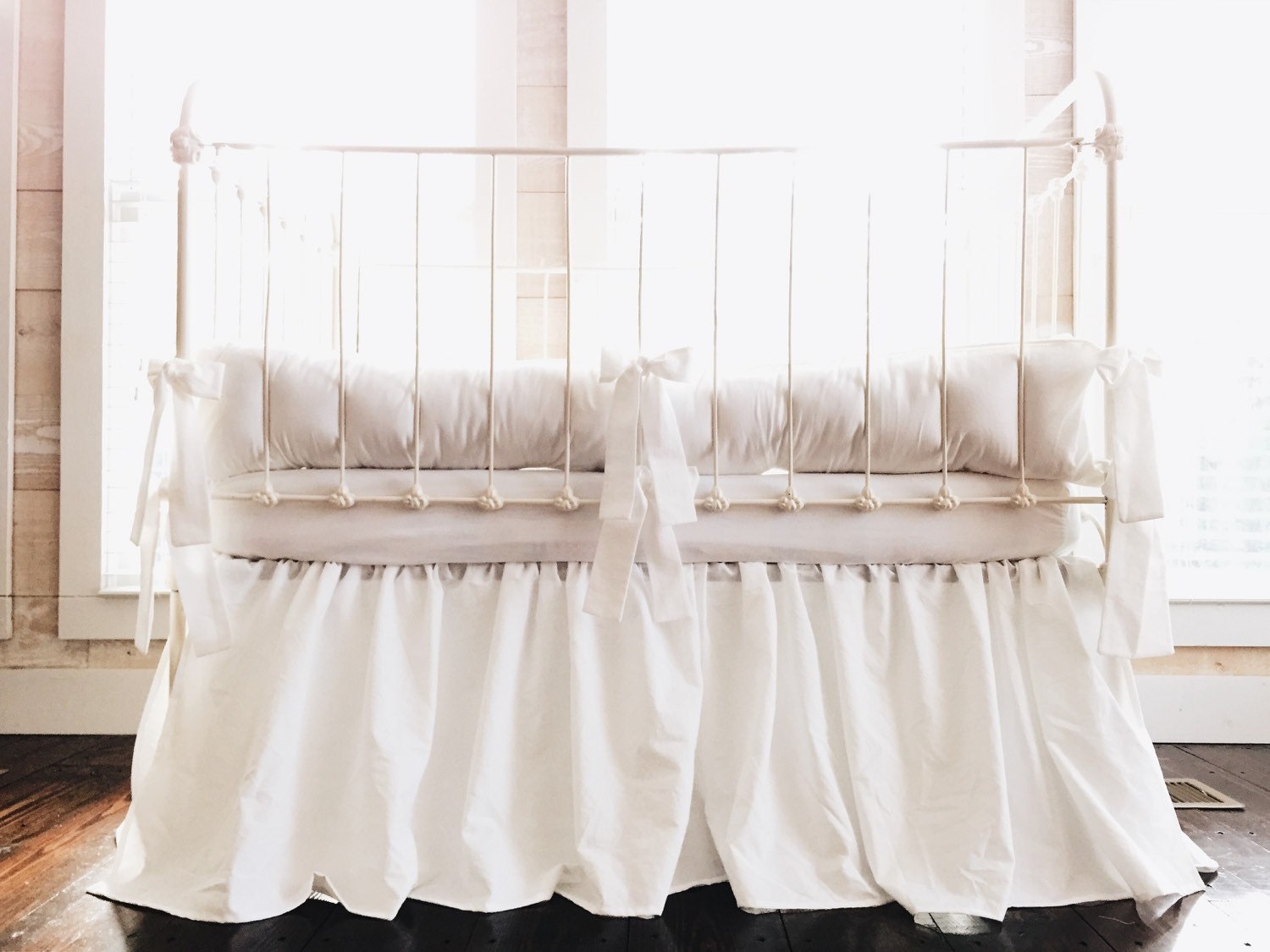 solid white crib bedding