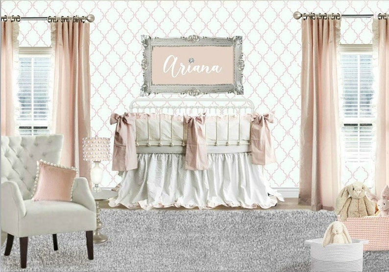 Girl Crib Bedding Set In 100 Washed Cotton Solid White And Etsy