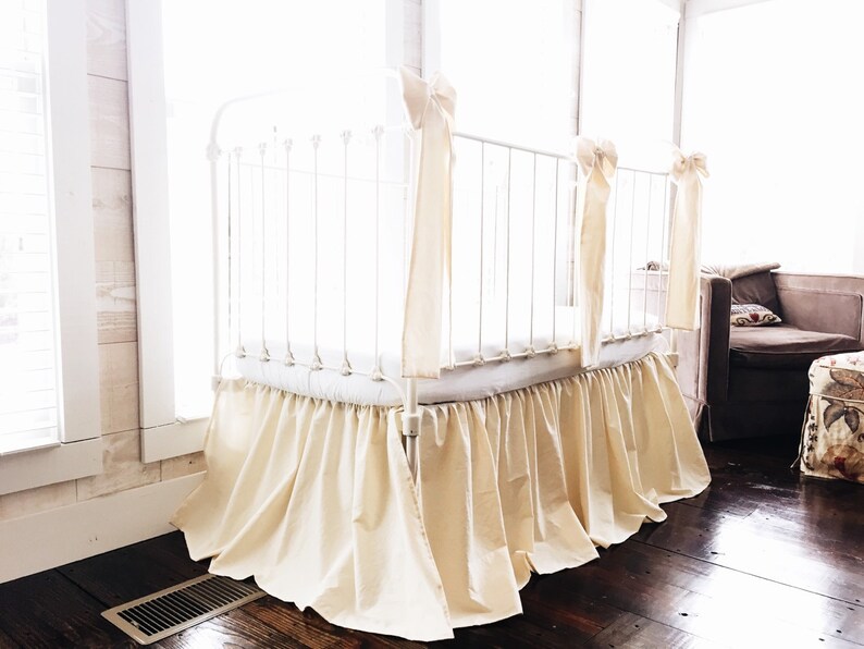 Farmhouse Crib Set for Girl or Boy Cream Crib Skirt Large Etsy