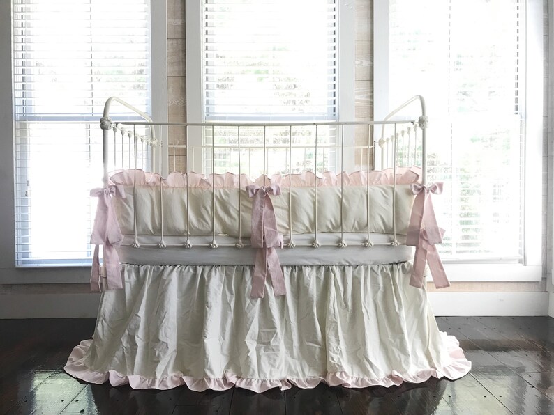 Girl Baby Crib Bedding Set Ruffled Crib Skirt Crib Bumpers Etsy