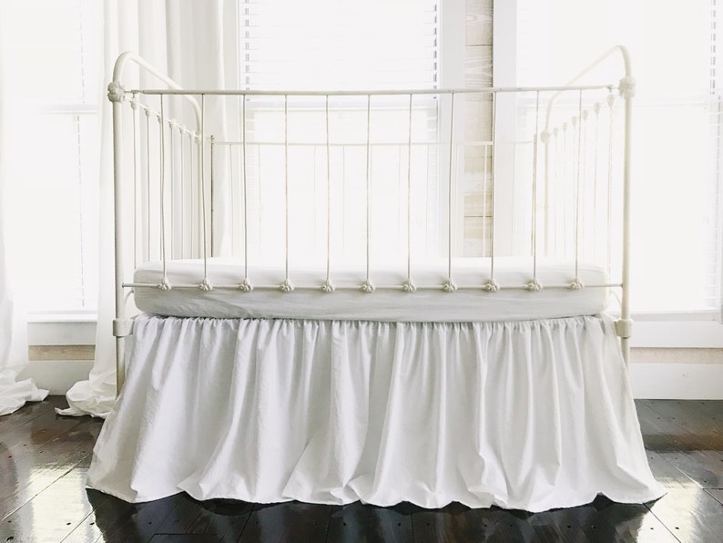 White Farmhouse Crib Skirt White Baby Bed Skirt Crib Skirt Etsy