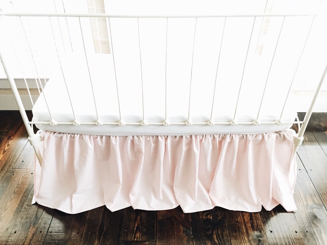 Baby Pink Farmhouse Crib Skirt Girl Baby Bed Skirt Crib Dust Etsy