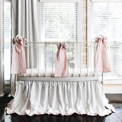 Pink Ruffle Crib Bedding Set Ruffled Crib Skirt Baby Girl Etsy