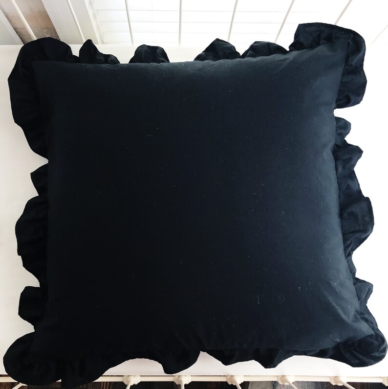 Black Euro Sham Ruffled Pillow Cover Farmhouse Euro Sham Etsy