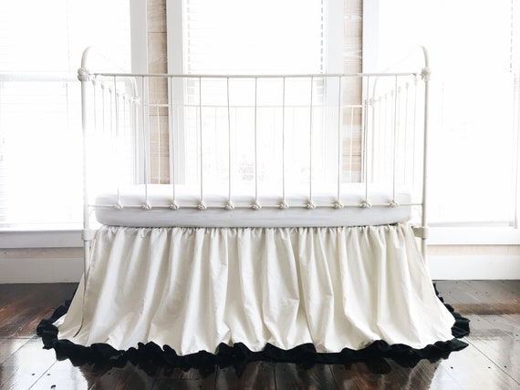 Ivory and Black Ruffled Crib Skirt for Boy or Girl Long Baby Bed Skirt Crib Dust Ruffle Neutral Baby Bedding Neutral Crib Bedding Etsy UK