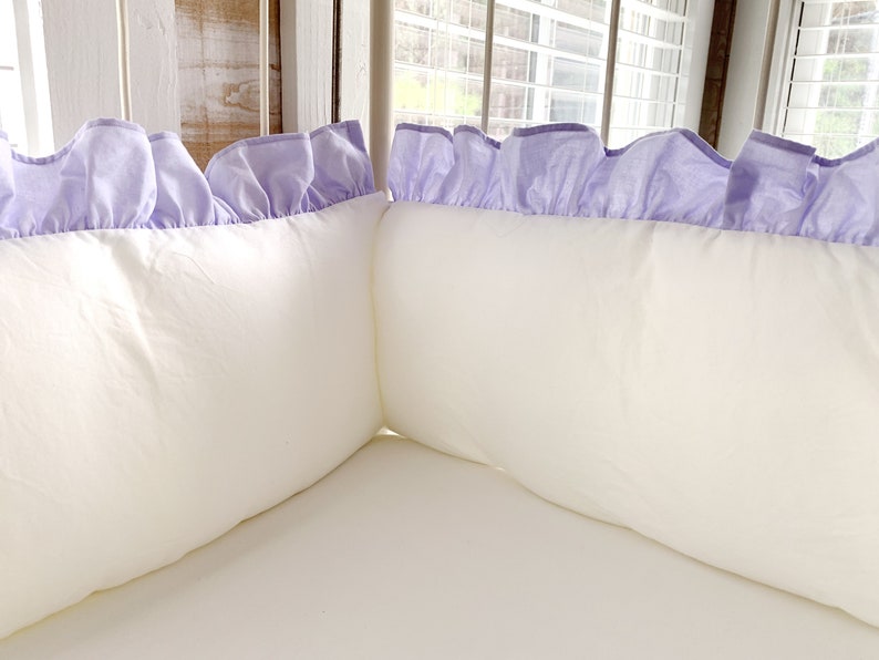 White and Lavender Ruffled Crib Bedding Set for Girls Large Etsy