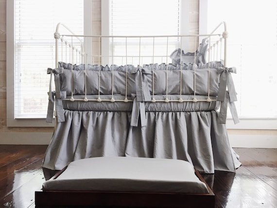 silver crib bedding