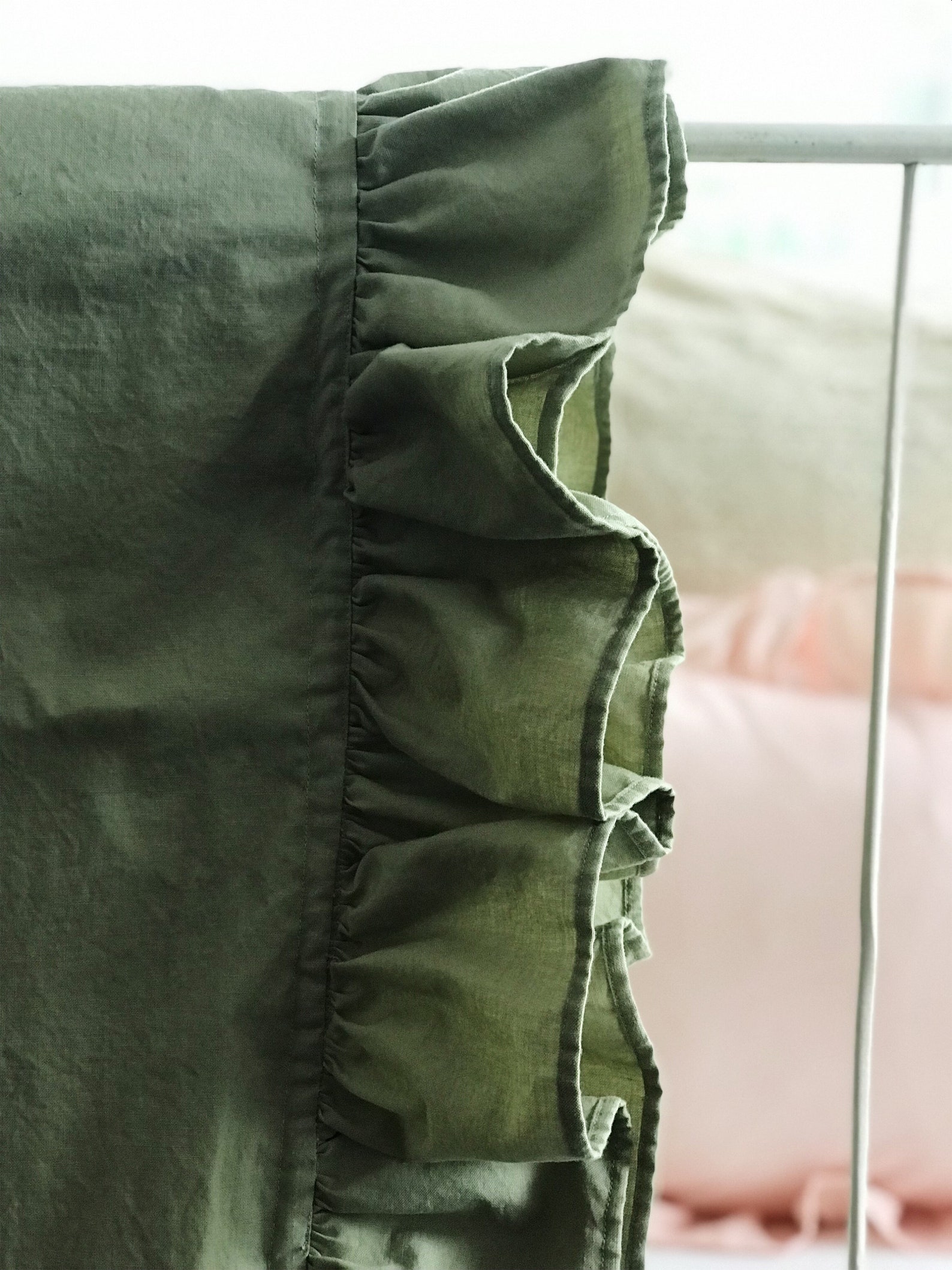 Sage Ruffled Baby Blanket Sage Crib Bedding Green Crib Etsy