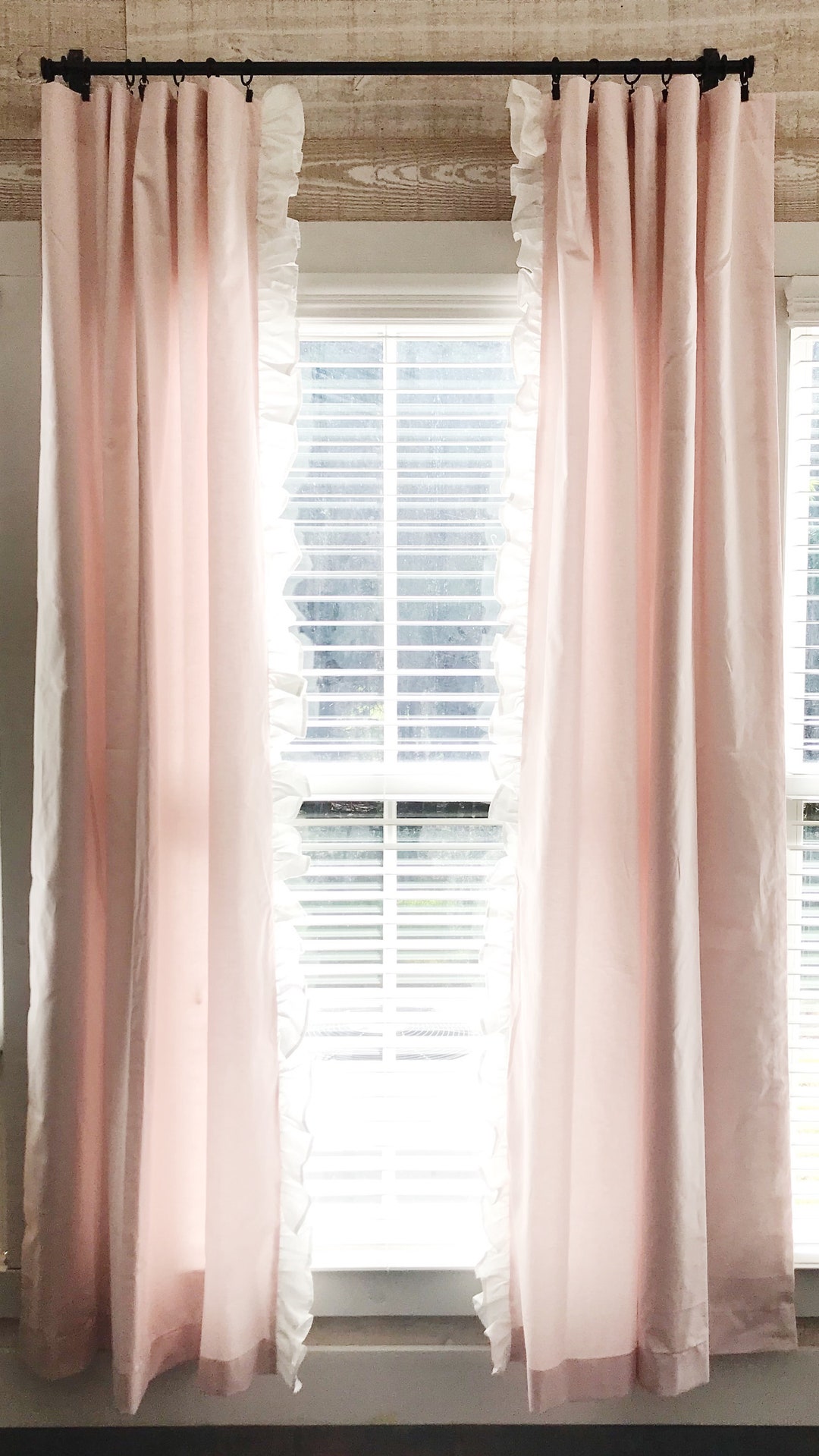 Baby Pink Ruffled Nursery Curtains: 100% Cotton Girl Decor - Etsy