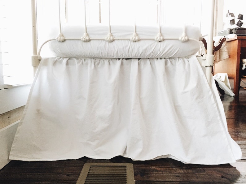 White Crib Skirt Farmhouse Crib Skirt Cotton Crib Skirt Etsy