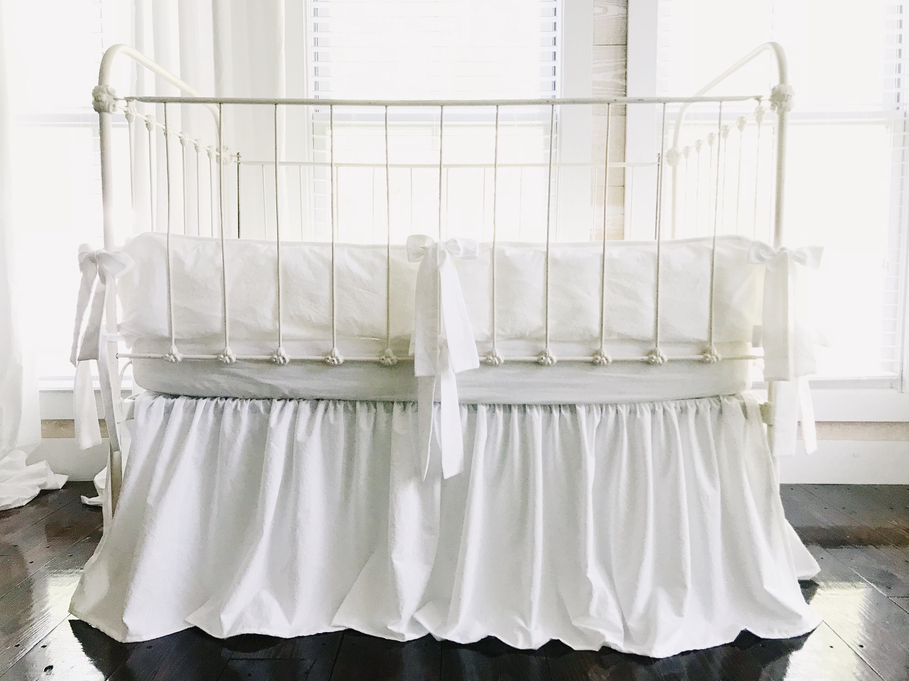 White Crib Bedding Set Neutral Crib Bedding Crib Bumper Etsy