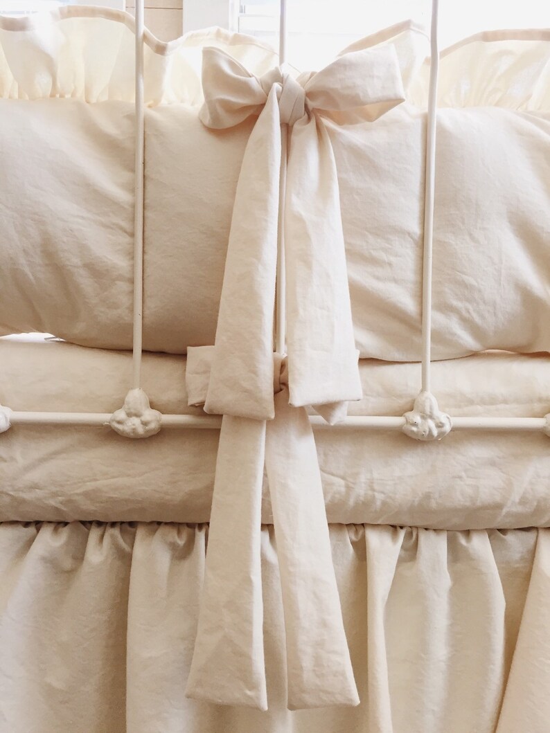 Baby Crib Bedding Set Boy Girl Natural Farmhouse Crib Skirt Etsy