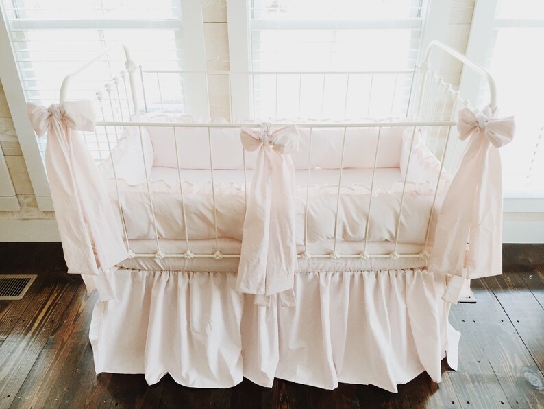 Baby Pink Baby Girl Farmhouse Crib Bedding Set Farmhouse Crib Etsy