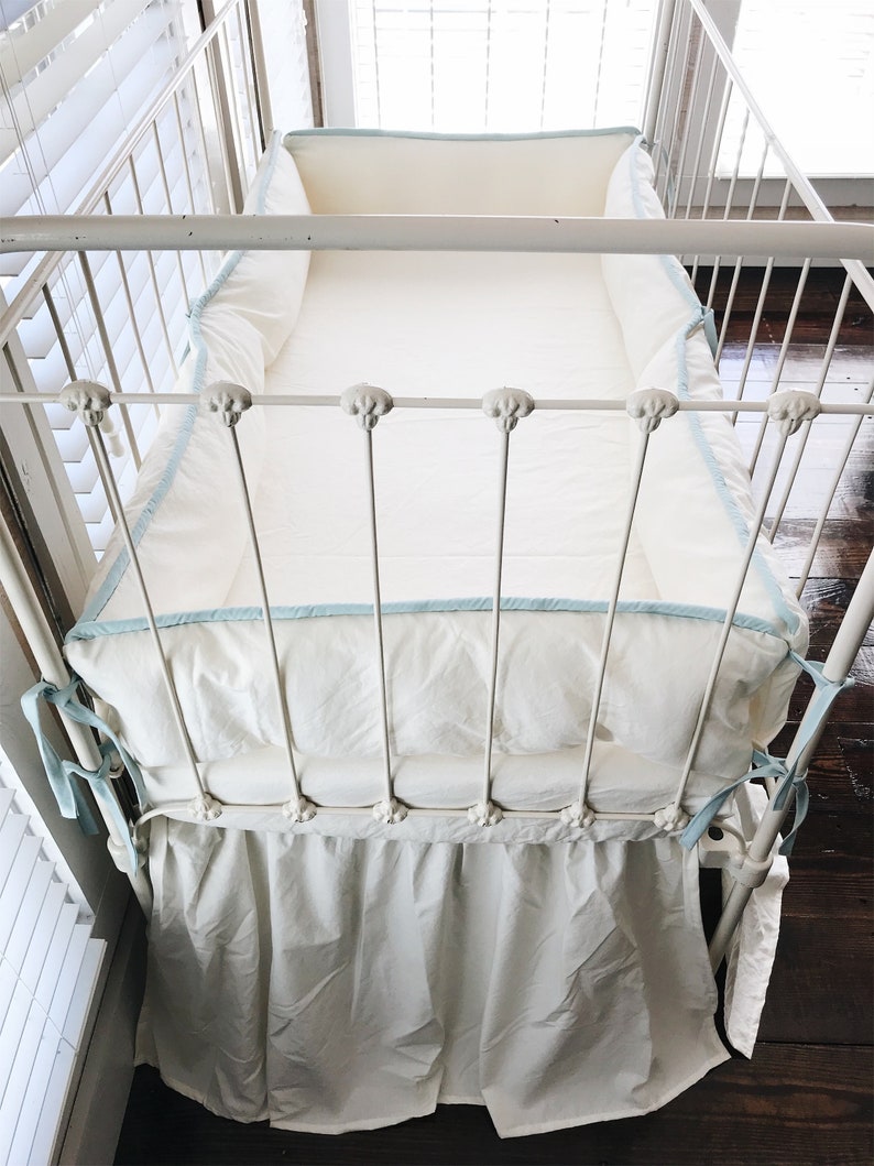 Farmhouse Crib Bedding Set Ivory Crib Skirt Crib Bumper Etsy