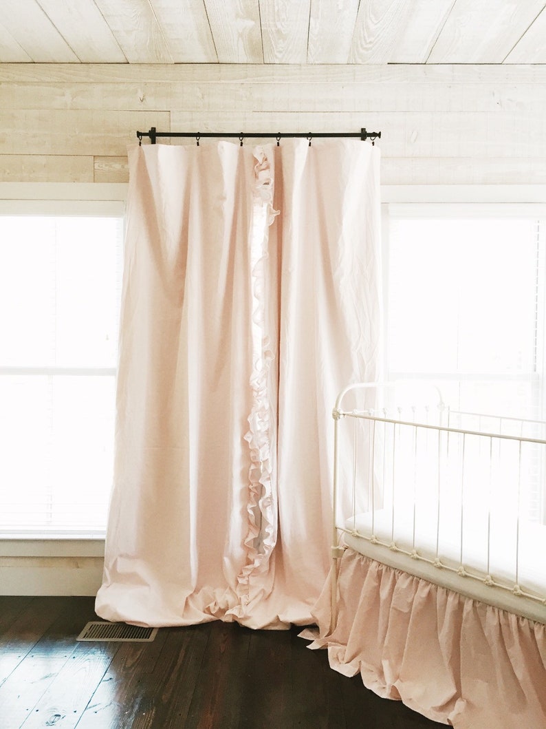 Pink Ruffle Crib Skirt Pink Ruffle Curtains Blackout Curtain Etsy