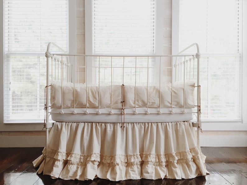 Vintage Leather and Lace Boho Crib Bedding Set Ruffled Crib Etsy