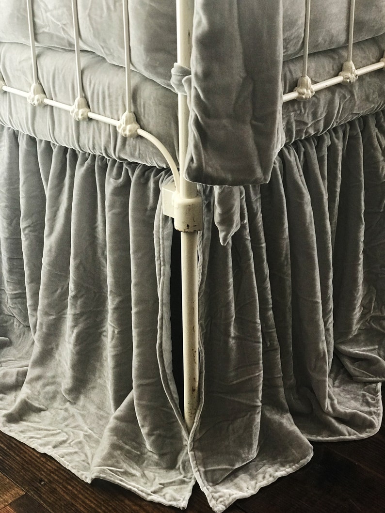 Silk Velvet Luxury Baby Bedding Gray Crib Skirt Crib Bumper Etsy