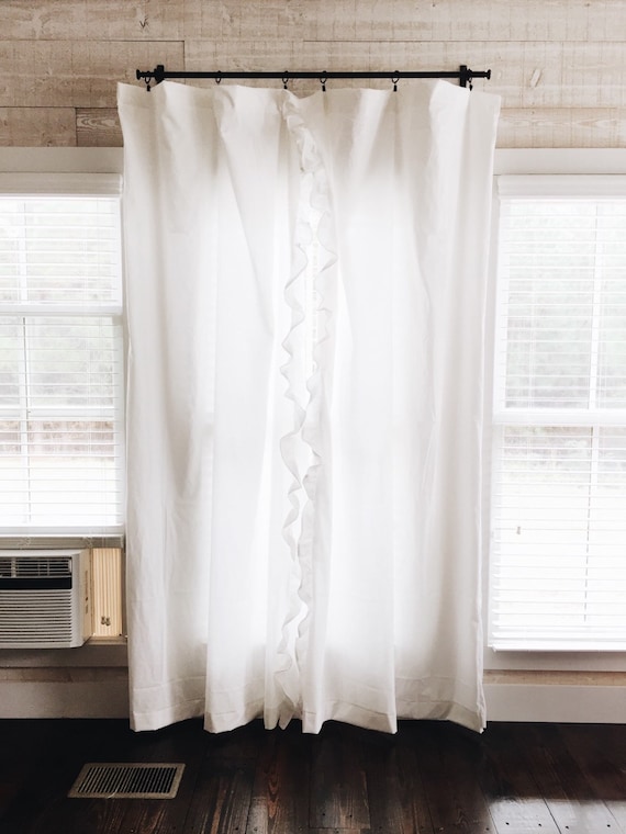 White Ruffled Curtains White Curtain Panels Farmhouse Etsy
