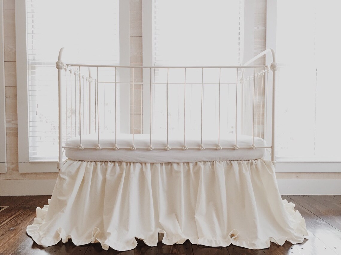 Ivory Ruffled Crib Skirt for Boy or Girl Neutral Baby Bed Etsy
