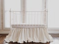 Ivory Ruffled Crib Skirt: Handmade Washed Cotton Nursery Bedding
