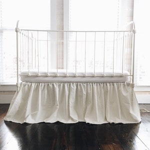 Porcelain Farmhouse Crib Skirt for Baby Boy or Baby Girl, Baby Bed Skirt, Neutral Crib Dust Ruffle, Neutral Nursery Bedding