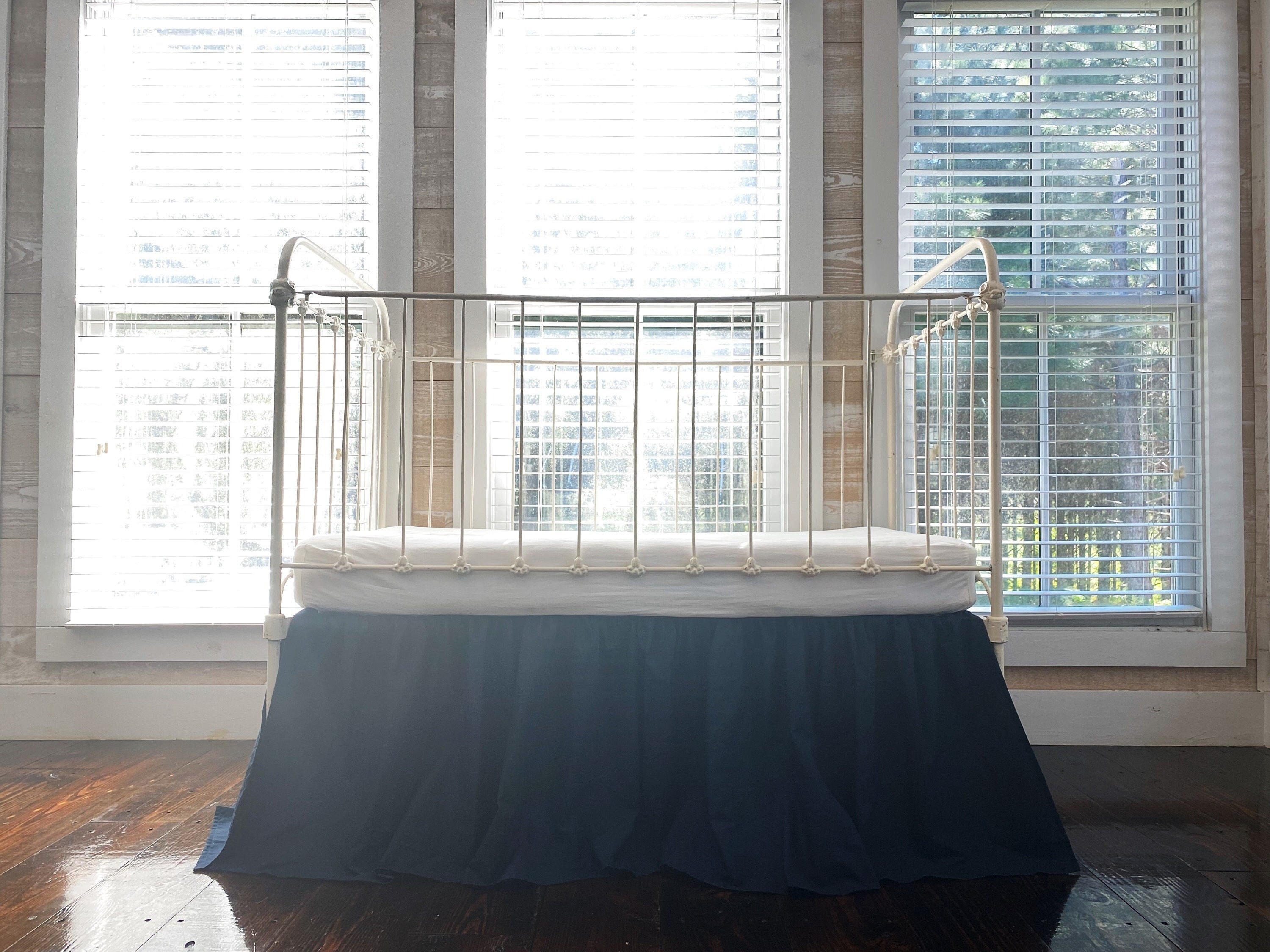 Navy and white sales crib skirt