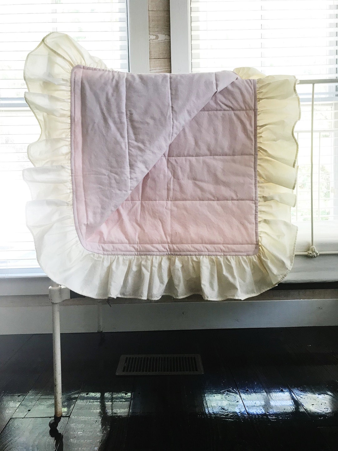 Ruffled Handmade Baby Girl Quilt Light Pink Crib Quilt Girl Etsy Italia