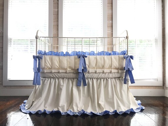 light blue crib skirt