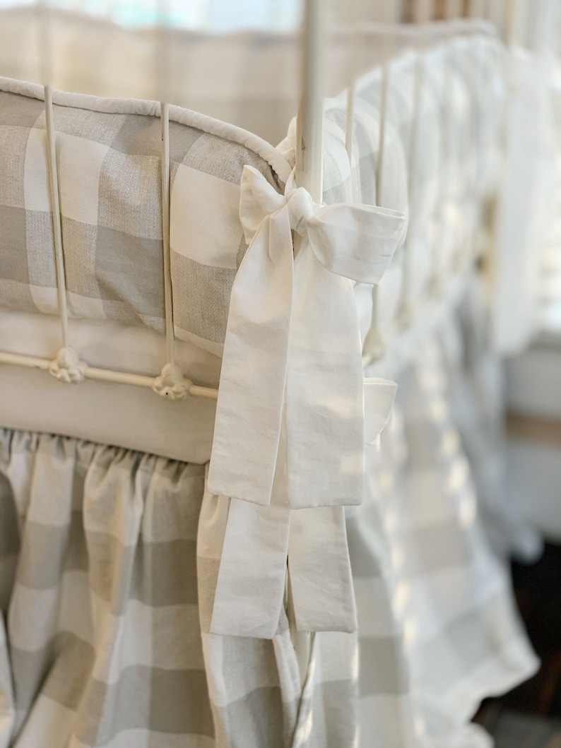 Grey Buffalo Check Crib Bedding Set Plaid Baby Bedding Crib Etsy