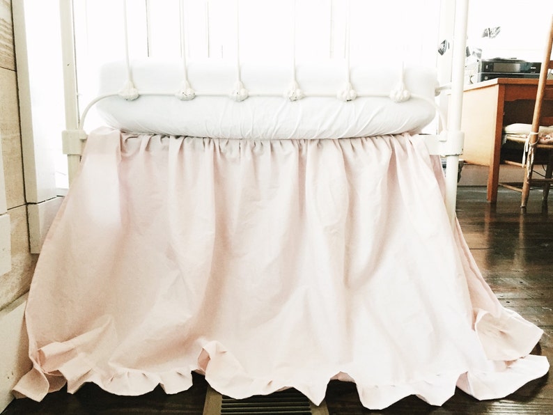 Baby Pink Ruffled Crib Skirt Crib Dust Ruffle Girl Baby Etsy