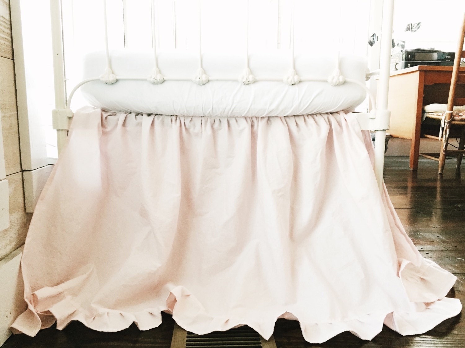 Baby Pink Ruffled Crib Skirt Crib Dust Ruffle Girl Baby Etsy