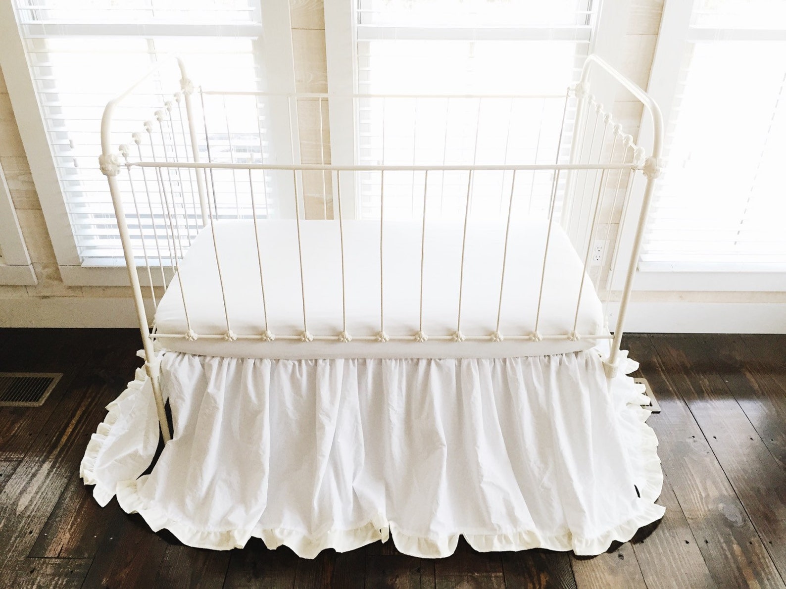 Ruffled Crib Skirt in White and Ivory Long Crib Skirt Etsy