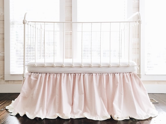 Light Pink Crib Skirt Ruffled Crib Skirt Girl Crib Skirt Etsy