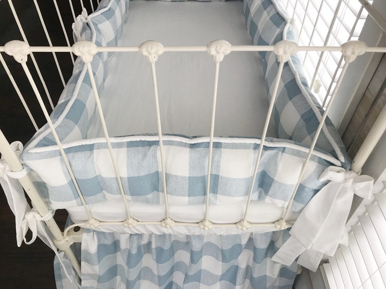 Blue Buffalo Check Crib Bumpers Boy Crib Bumpers Crib Bumper Etsy