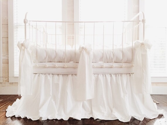 White Baby Bedding Sets For Twins White Ruffled Crib Skirt Etsy