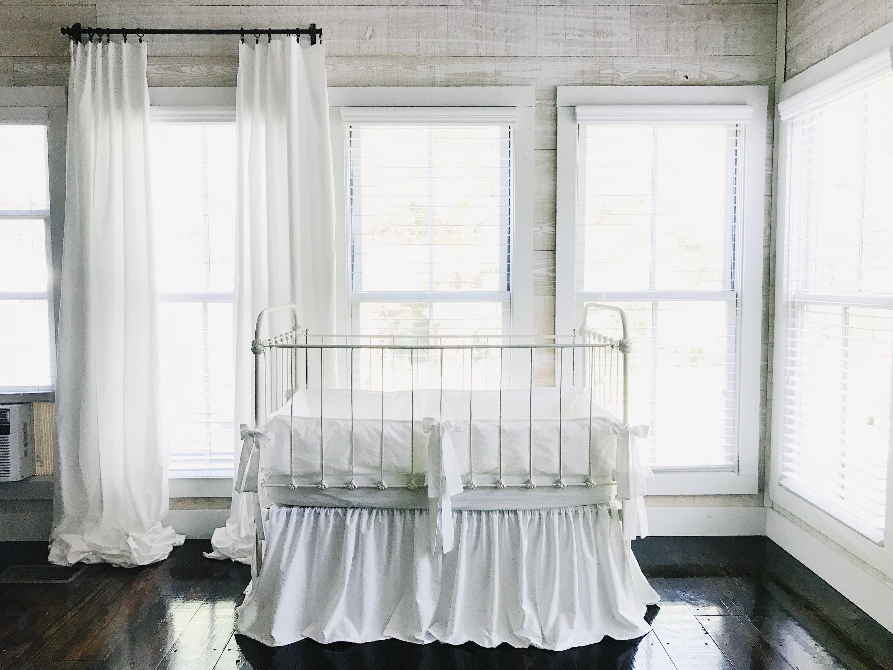White Nursery Bedding Set Baby Crib Skirt And Bumpers Etsy