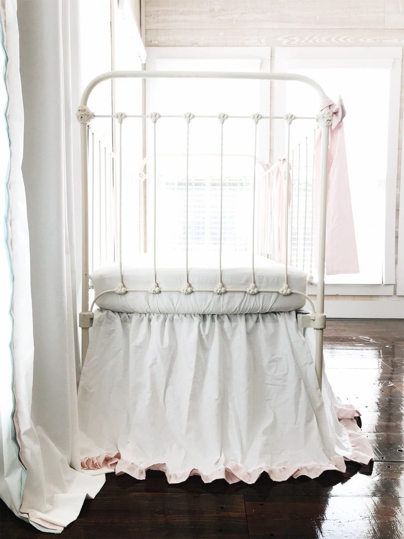 Baby Girl Ruffle Crib Bed Set White Ruffled Crib Skirt Pink Etsy